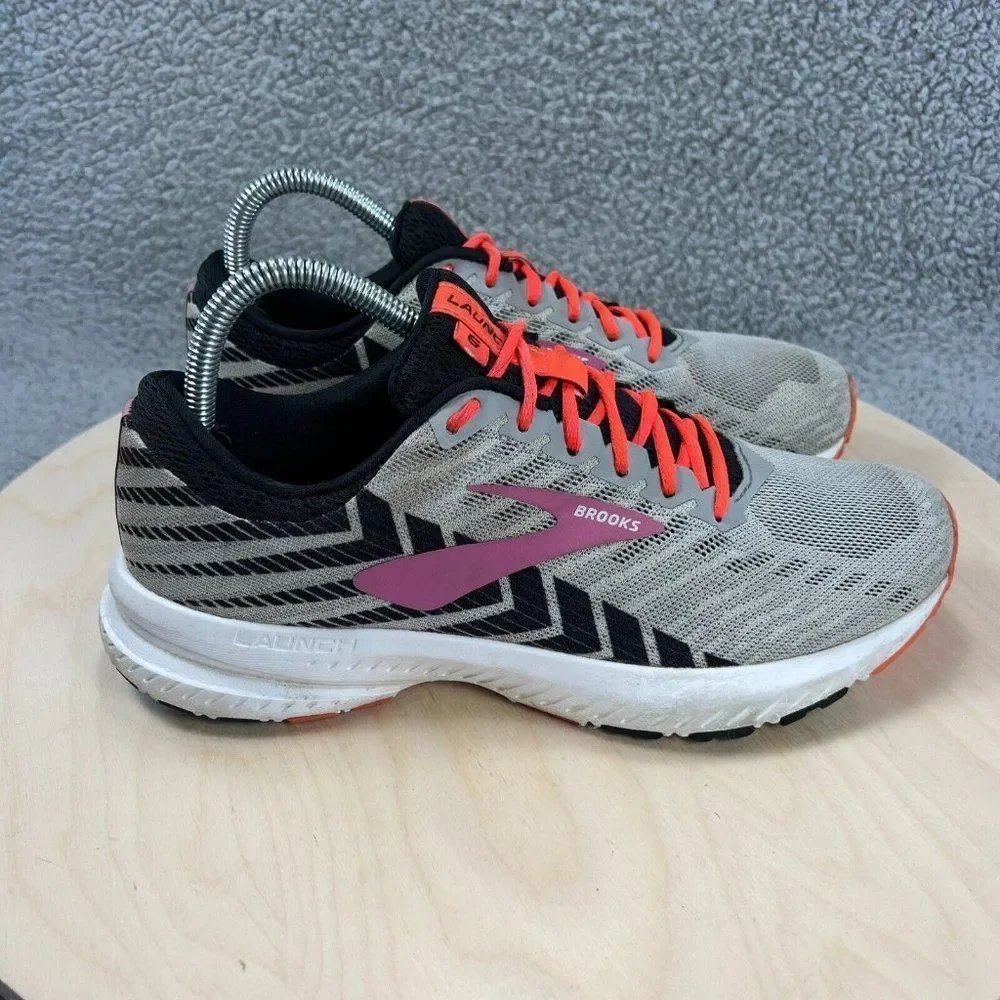 Brooks Launch 6 Womens Size 8.5 Grey/Purple Running Shoes Sneaker Low Top